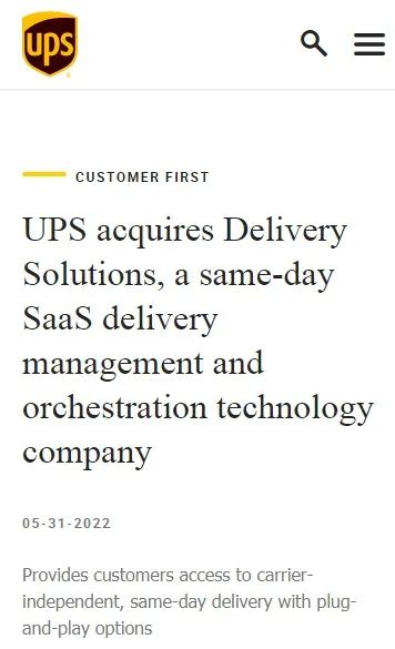 加強(qiáng)最后一英里交付！UPS收購(gòu)Delivery Solutions