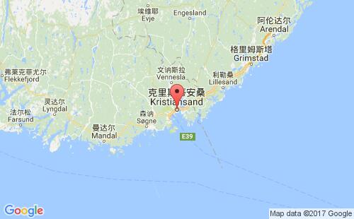 克里斯蒂安桑港口地圖