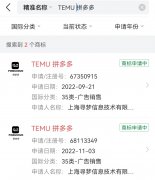 拼多多申請跨境電商平臺TEMU商標
